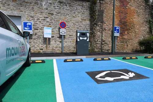 Parking spaces, electric mobility, parking signs, parking stops, coloured floor paint