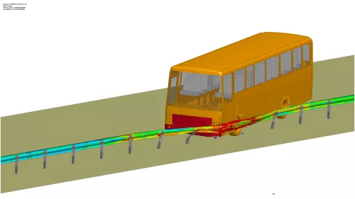 Digital simulation of road restraint systems